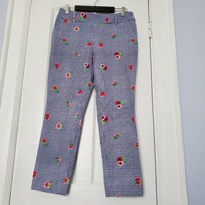Jules & Leopold Gingham Pull On Capri Pants with Flowers